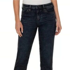 Liverpool Los Angeles Non Skinny Cut Hem Relaxed Fit Straight Jeans Raven Sz 10